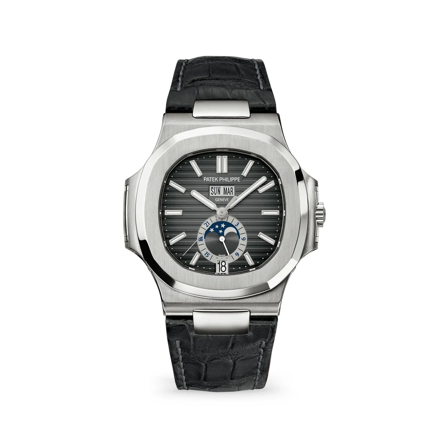 Nautilus Black Strap Stainless Steel