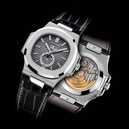 Nautilus Black Strap Stainless Steel