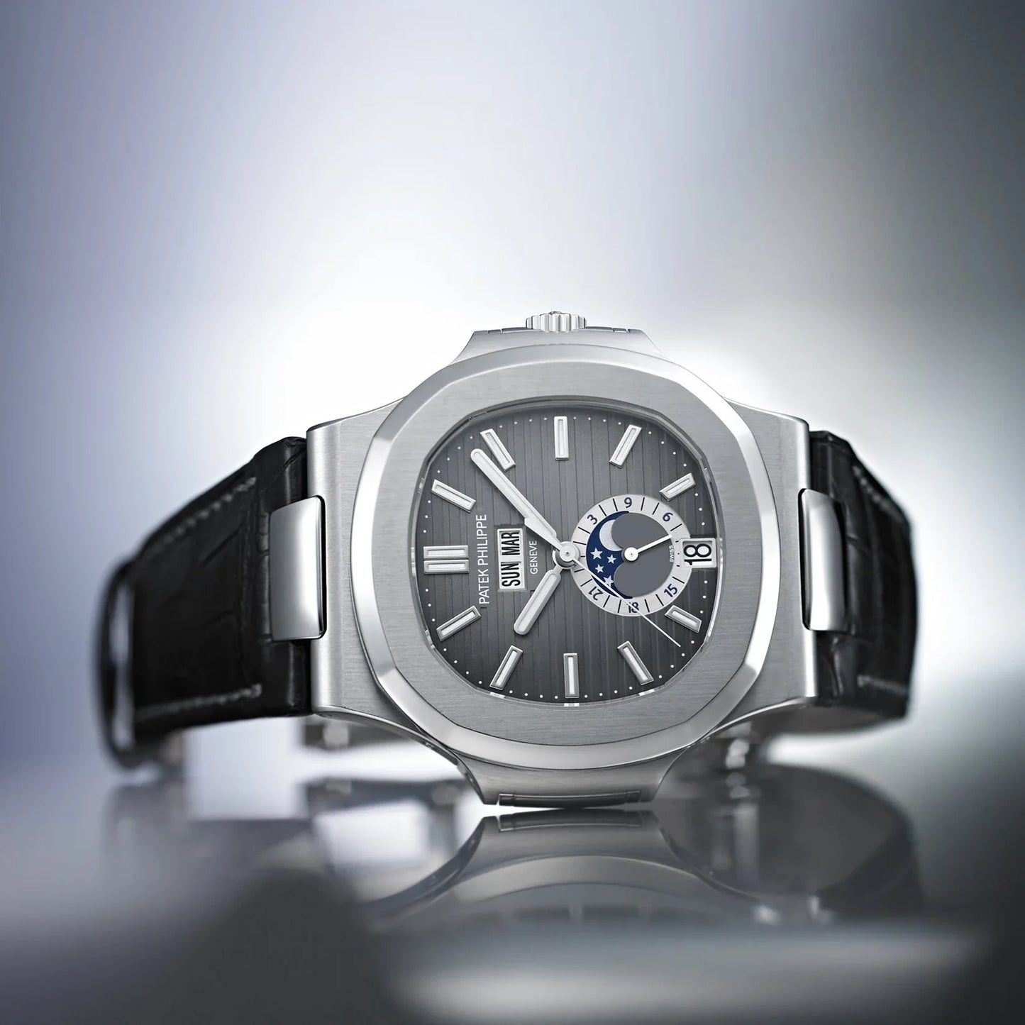 Nautilus Black Strap Stainless Steel